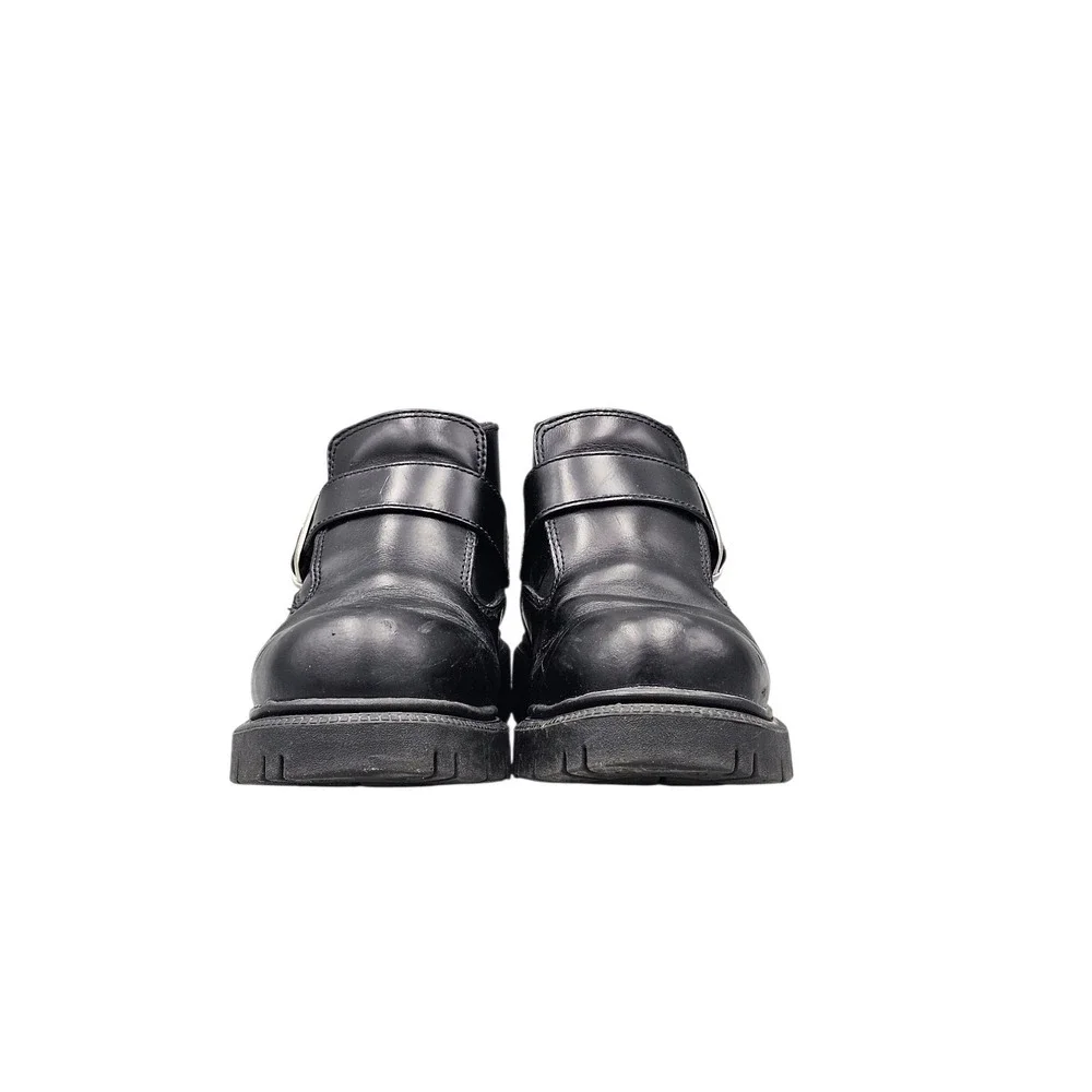 Skechers Men's Size 9 US‎ VGC Black Leather Y2K Chunky Buckle Strap Moto Boots